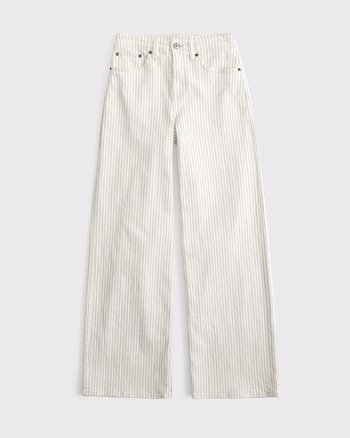 Linen-Blend High Rise Wide Leg Striped Jean from Abercrombie & Fitch - $120