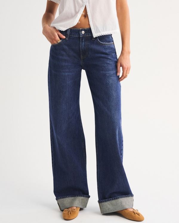 Low Rise Ultra Loose Cuffed Hem Jean, Dark Cuff view 2