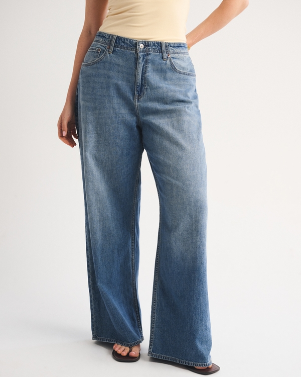 Curve Love High Rise Linen-Blend Wide Leg Jean, Medium view 2