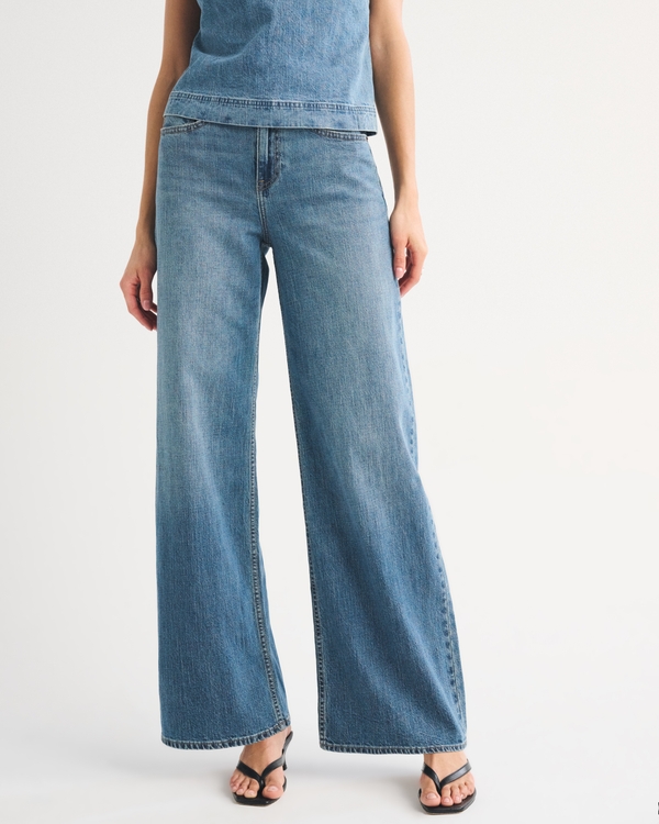 High Rise Linen-Blend Wide Leg Jean, Medium view 2