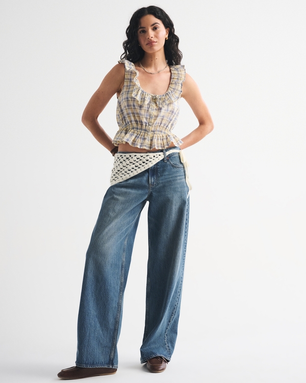 Low Rise Ultra Loose Crochet-Style Belted Jean