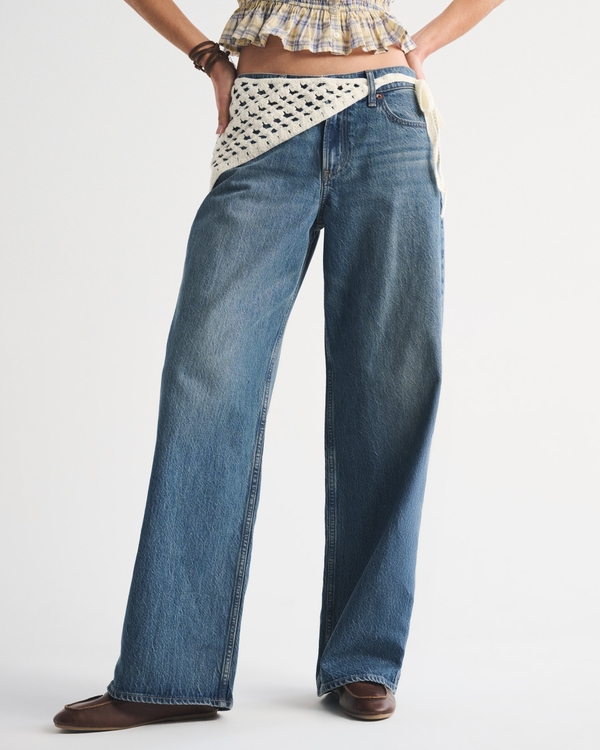 Low Rise Ultra Loose Crochet-Style Belted Jean