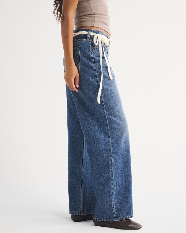 Curve Love Low Rise Ultra Loose Crochet-Style Belted Jean