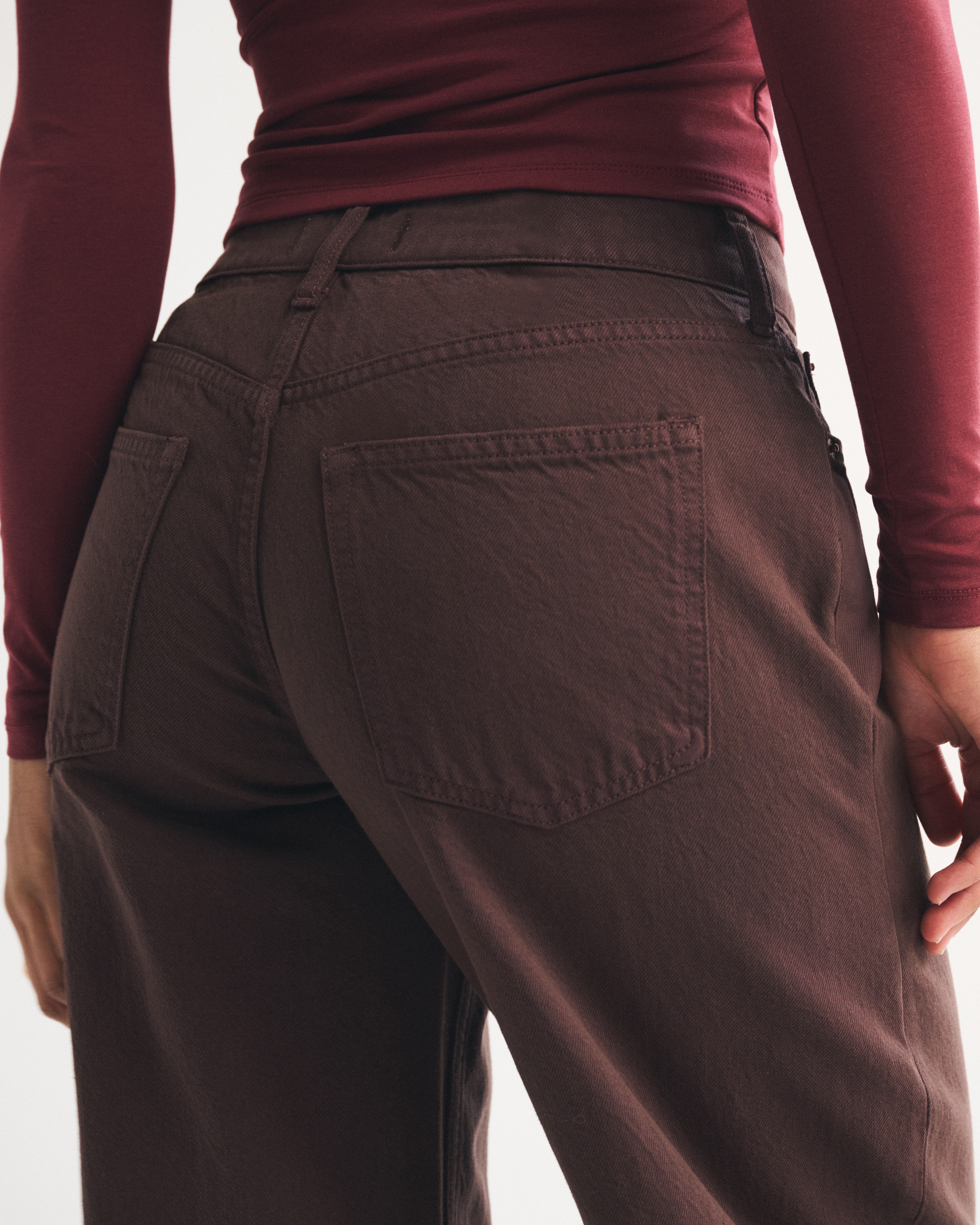 Abercrombie & Fitch Curve Love Low Rise Ultra Loose Jean In Brown