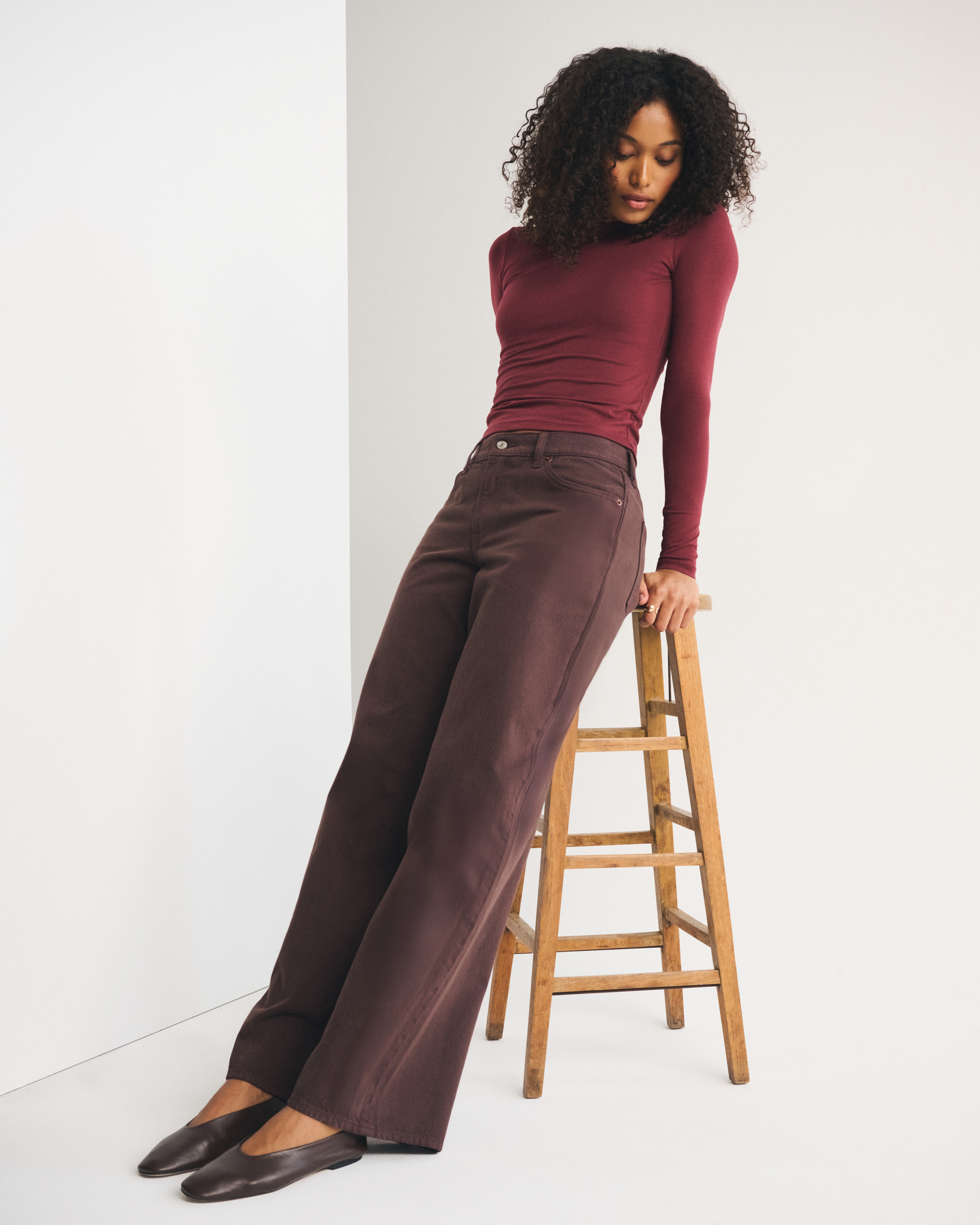 Abercrombie & Fitch Curve Love Low Rise Ultra Loose Jean In Brown