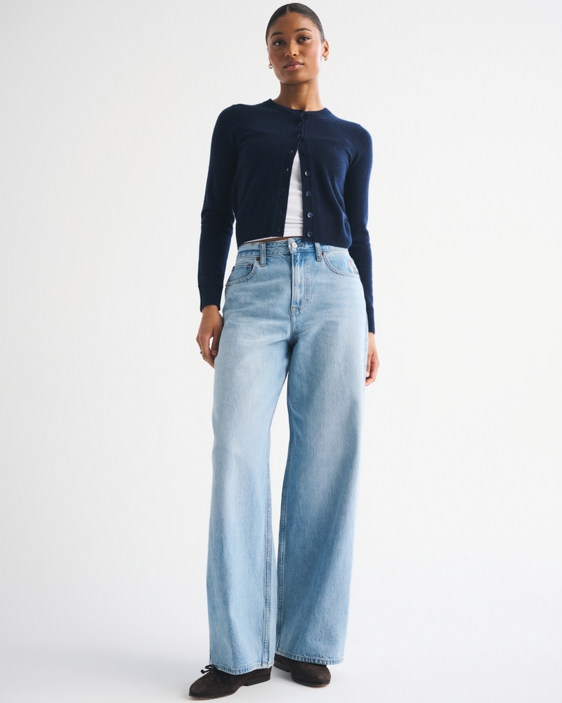 Women's Curve Love High Rise Wide Leg Fish Embroidered Jean