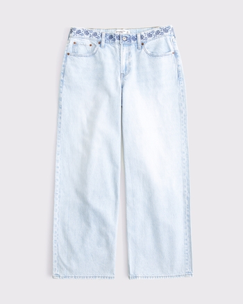 Curve Love Low Rise Ultra Loose Floral Embroidered Jean from Abercrombie & Fitch - $59.99