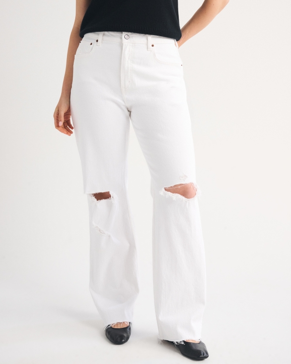 Curve Love High Rise 90s Relaxed Jean, White Destroy view 2