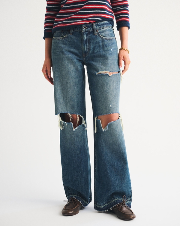 Low Rise Ultra Loose Jean, Dark Destroy Let Down Hem view 2