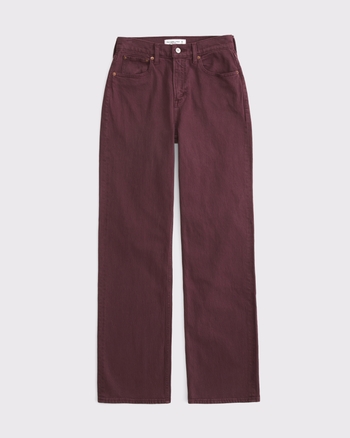 Curve Love High Rise 90s Relaxed Burgundy Jean from Abercrombie & Fitch - $59.99