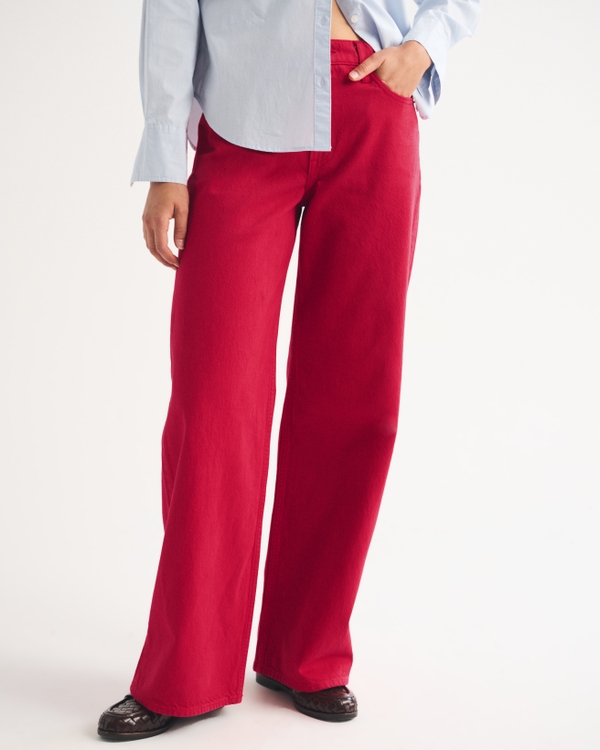 High Rise Wide Leg Jean, Red view 2