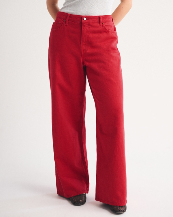 Curve Love High Rise Wide Leg Jean, Red view 2