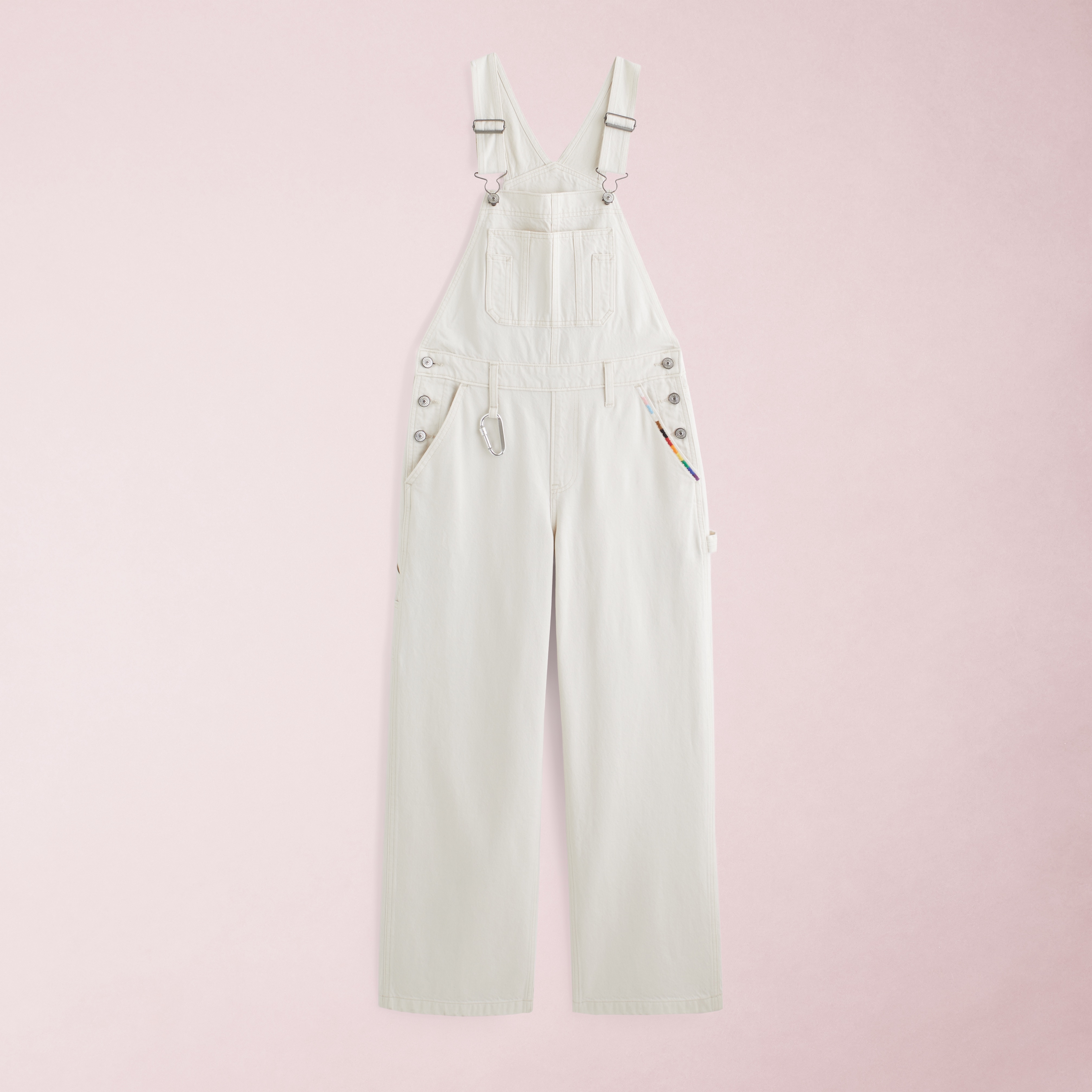 Женский комбинезон Abercrombie & Fitch Pride Ultra Loose Denim Overall, цвет: Кремовый — фото 2
