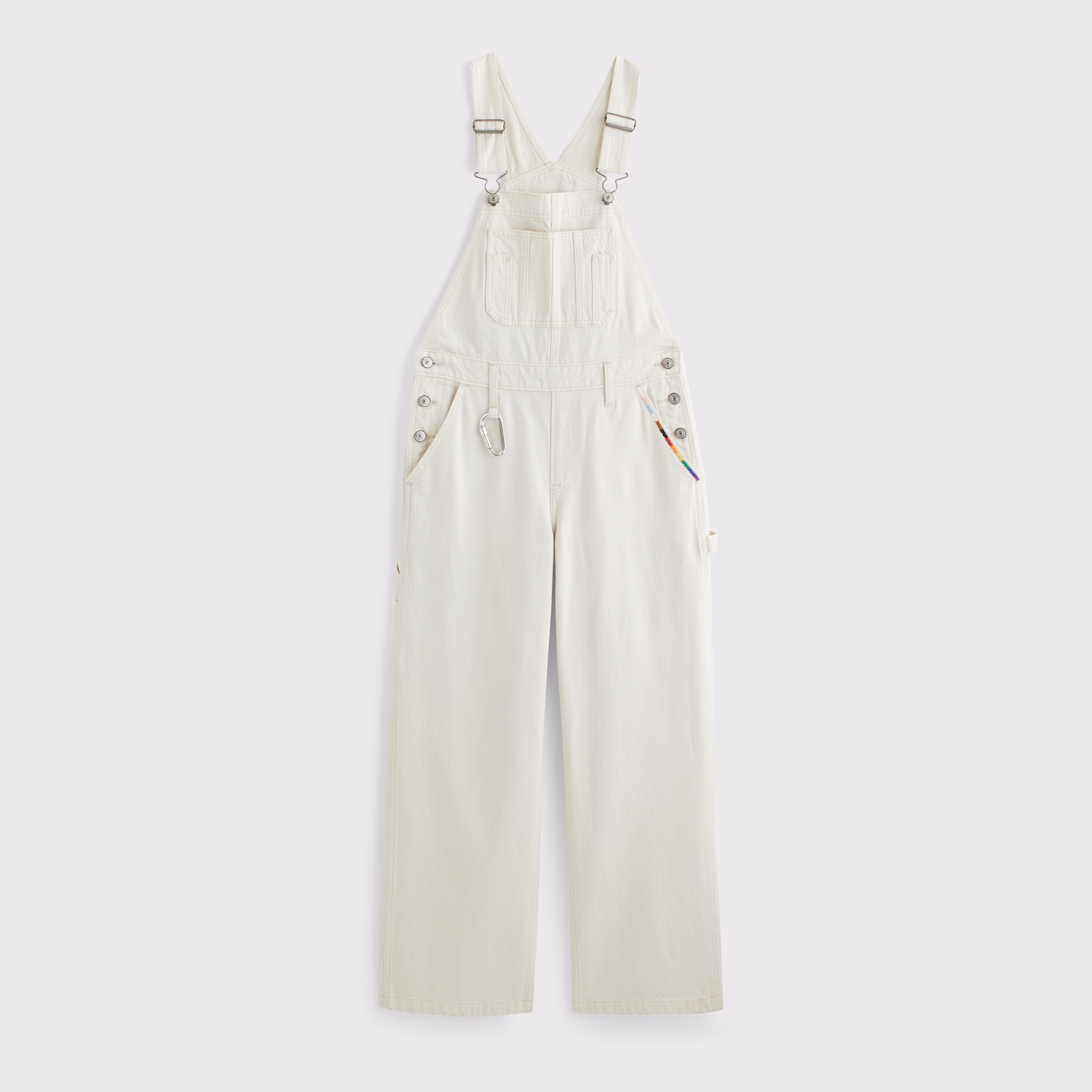 Abercrombie & Fitch Pride Ultra Loose Denim Overall In White