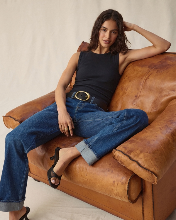 Low Rise 90s Relaxed Cuffed Hem Jean, Dark Cuffed Hem view 2