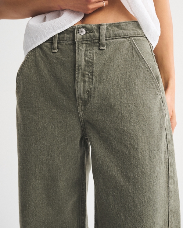 High Rise Barrel Olive Jean