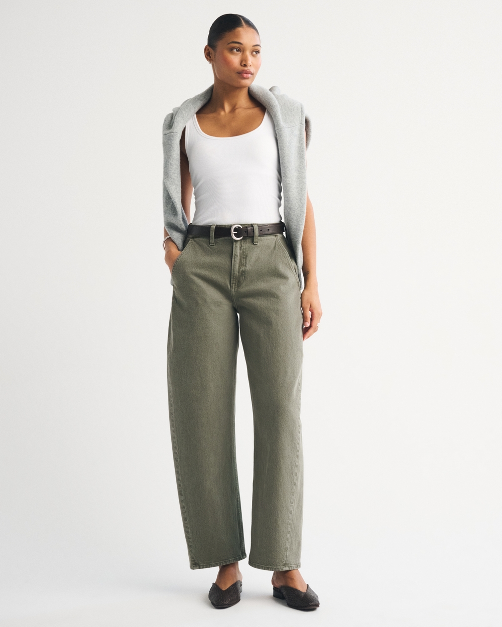 Curve Love High Rise Barrel Olive Jean