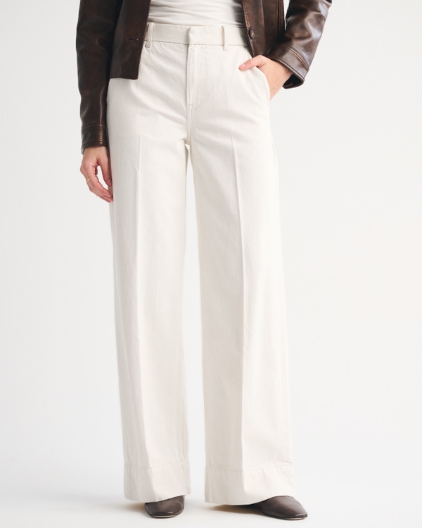 High Rise Wide Leg Trouser Jean, Ecru view 2