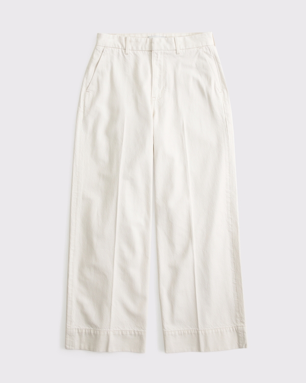 Curve Love High Rise Wide Leg Trouser Jean, Ecru view 1