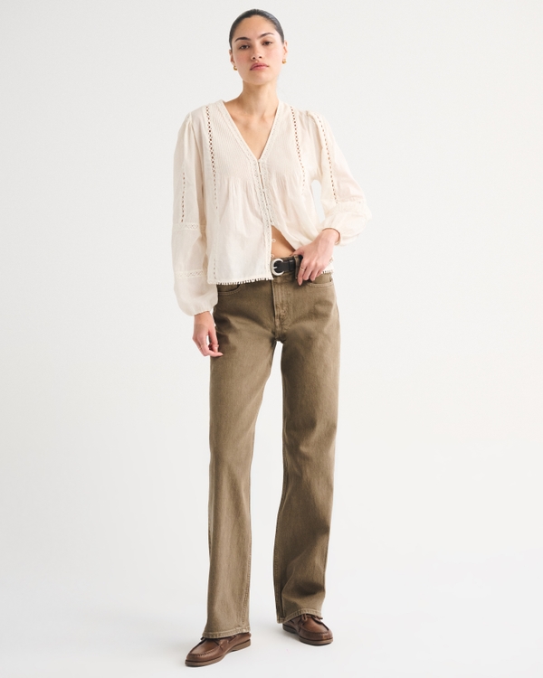 High Rise 90s Relaxed Brown Jean, Light Brown view 1