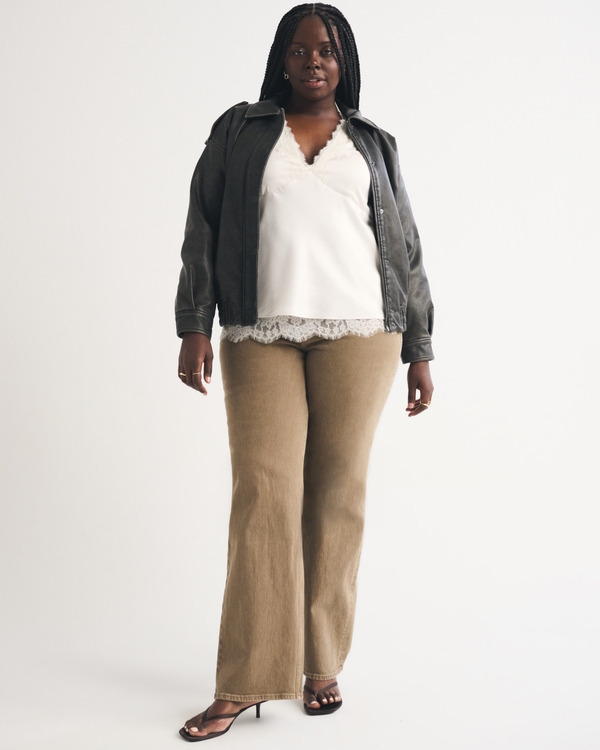 Curve Love High Rise 90s Relaxed Brown Jean, Light Brown view 1