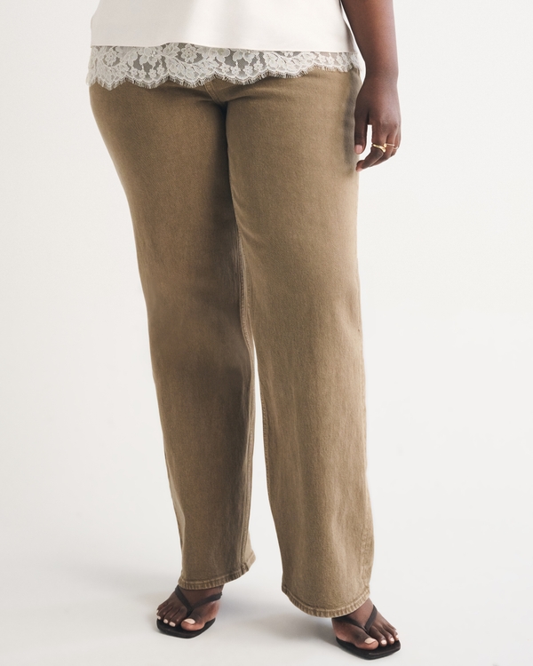 Curve Love High Rise 90s Relaxed Brown Jean, Light Brown view 2