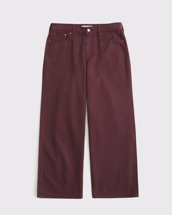 Curve Love Low Rise Ultra Loose Burgundy Jean from Abercrombie & Fitch - $79.99