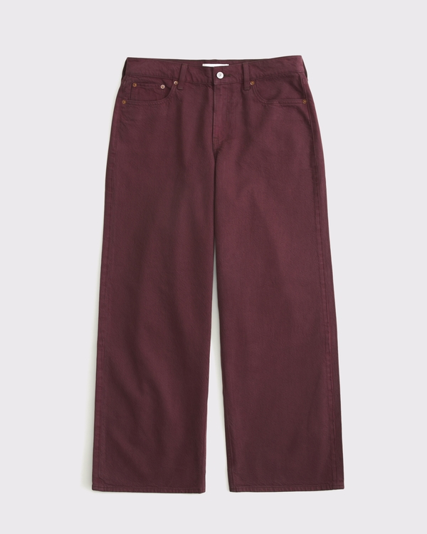 Curve Love Low Rise Ultra Loose Burgundy Jean, Burgundy view 1
