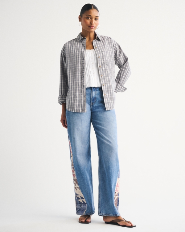 Curve Love Low Rise Ultra Loose Quilted Jean