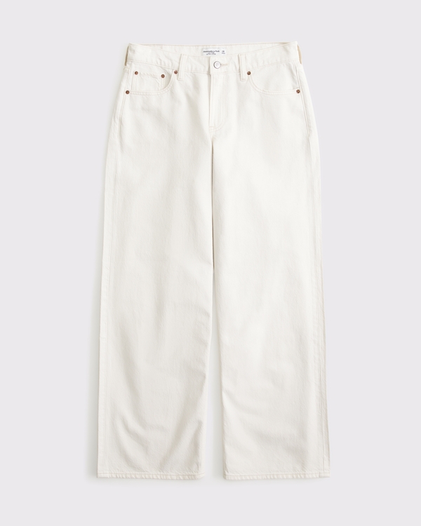 Curve Love Low Rise Ultra Loose Creased Jean, Ecru view 1