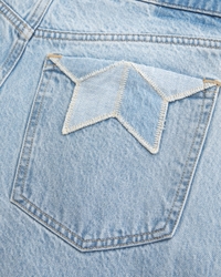 High Rise Wide Leg Star Embroidered Jean