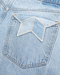 Curve Love High Rise Wide Leg Star Embroidered Jean
