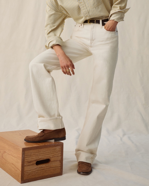 High Rise 90s Relaxed Cuffed Hem Jean, Ecru view 2