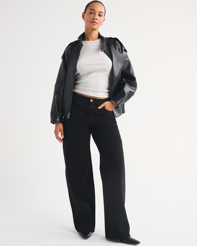 Curve Love No Fade Low Rise Ultra Loose Jean - no fade black by Abercrombie & Fitch