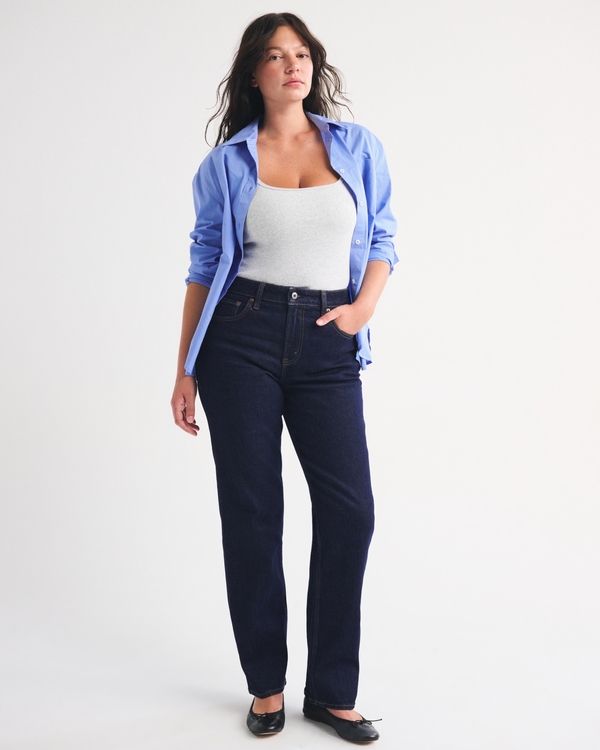 Curve Love High Rise 90s Straight Jean, Rinse view 1