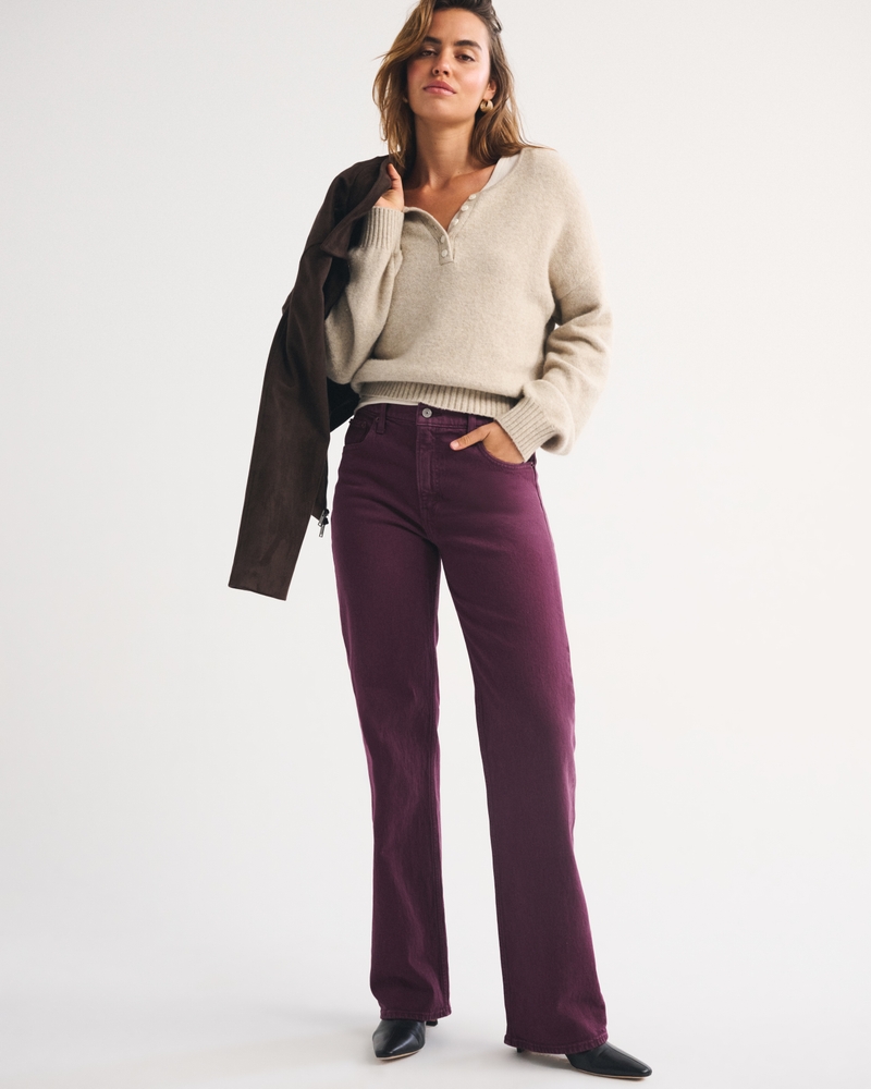 High Rise 90s Relaxed Jean - plum by Abercrombie & Fitch