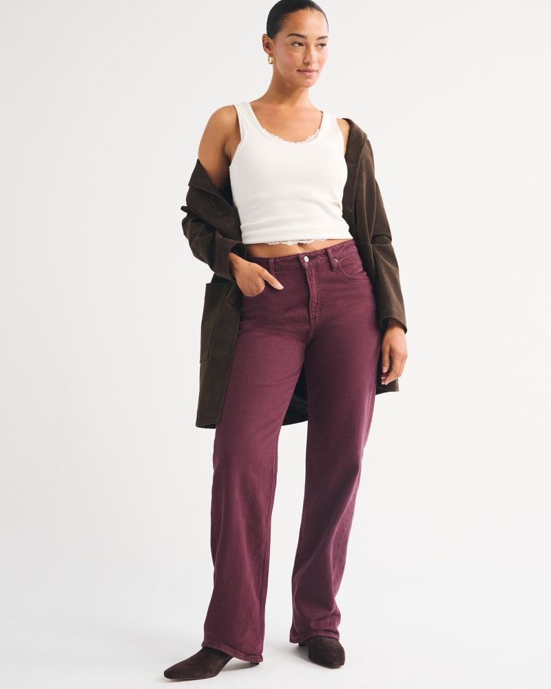 Curve Love High Rise 90s Relaxed Jean - pium by Abercrombie & Fitch
