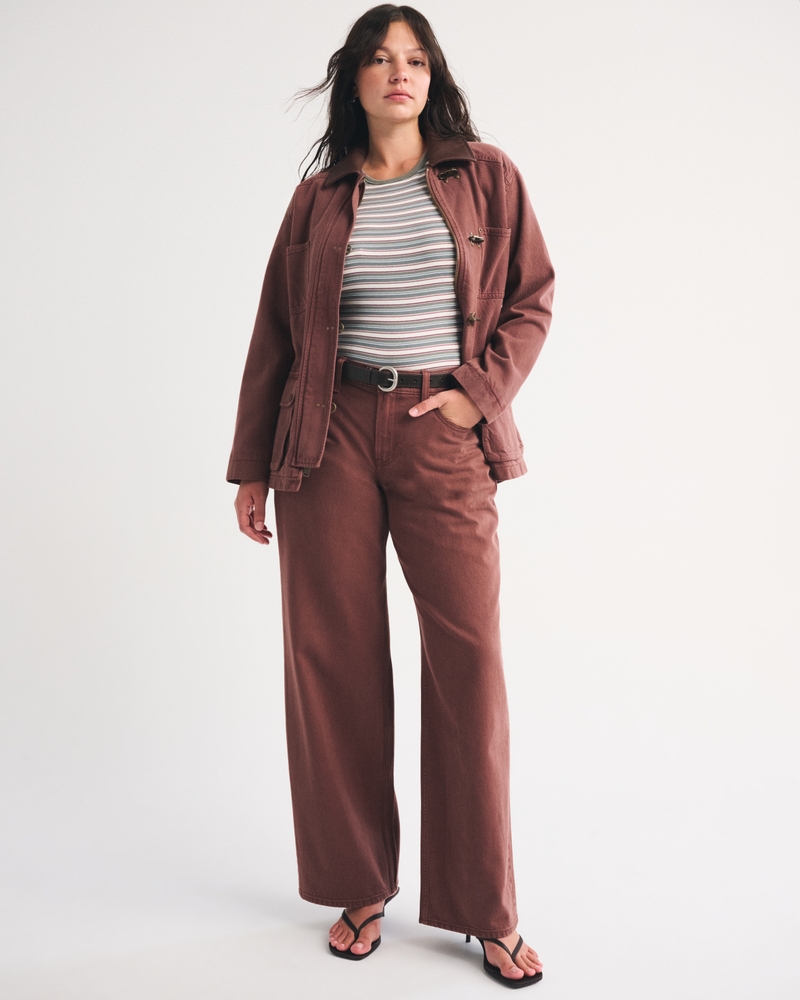 Curve Love Low Rise Ultra Loose Jean - chestnut by Abercrombie & Fitch
