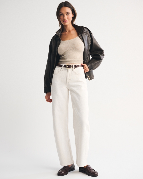 High Rise Barrel Jean, Ecru view 1