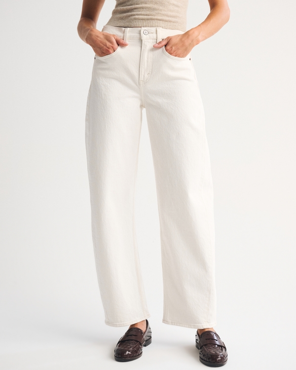 High Rise Barrel Jean, Ecru view 2