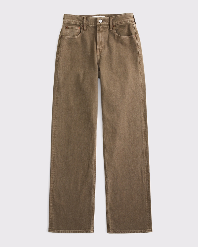 Curve Love High Rise 90s Relaxed Jean - light brown by Abercrombie & Fitch