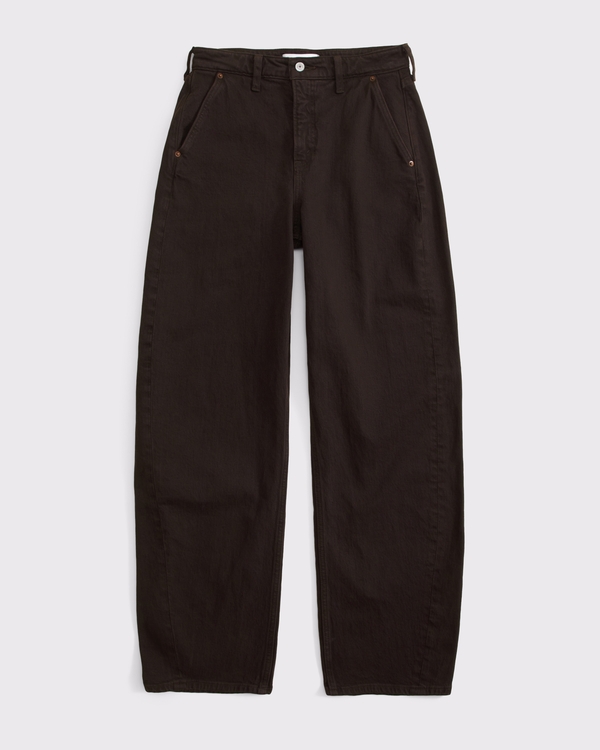 High Rise Barrel Jean, Dark Brown view 1