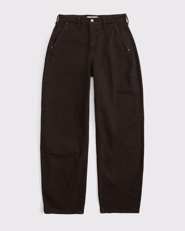Curve Love High Rise Barrel Jean, Dark Brown view 1