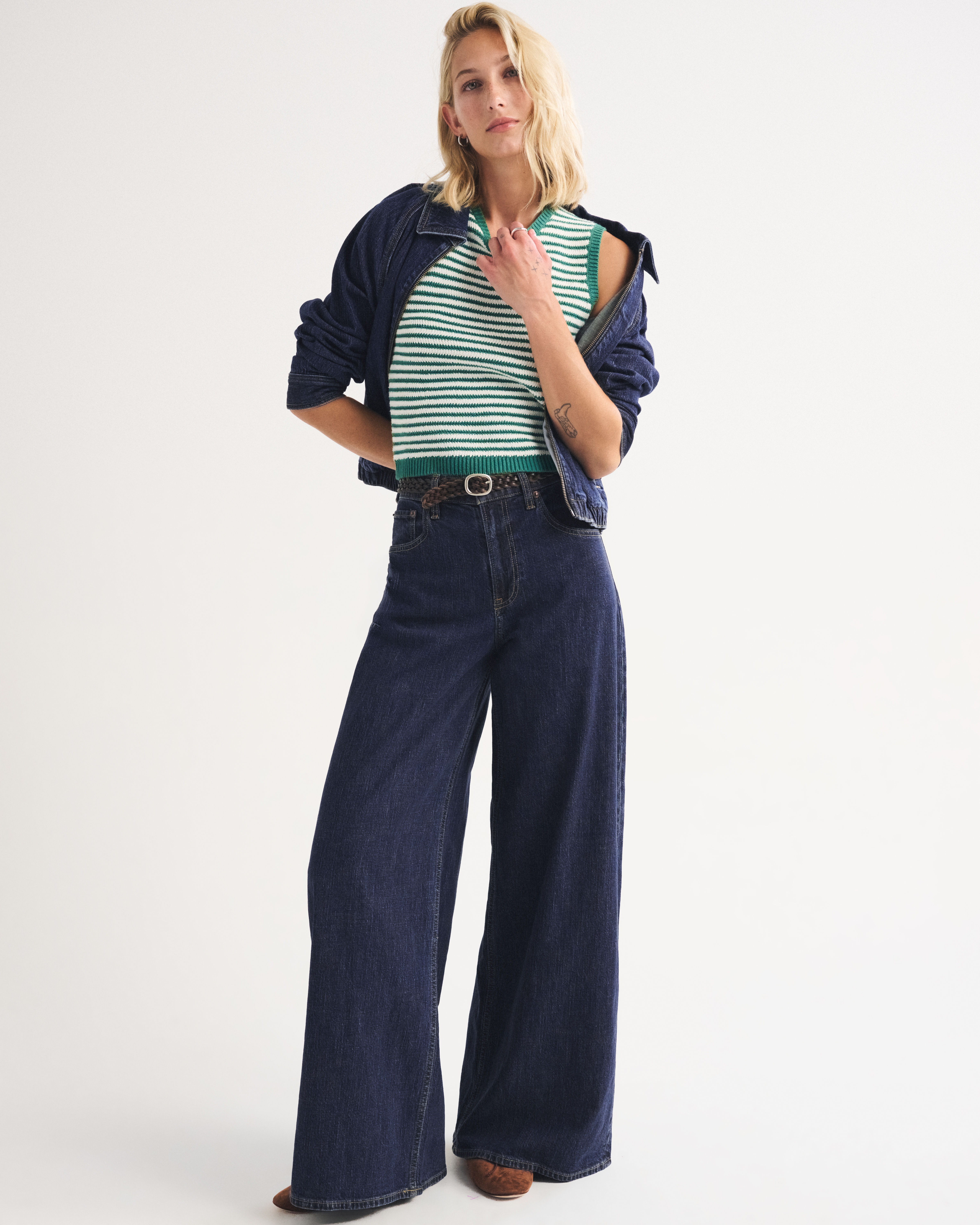 Женские джинсы Abercrombie & Fitch Linen-Blend High Rise Ultra Wide Leg Jean — фото 2