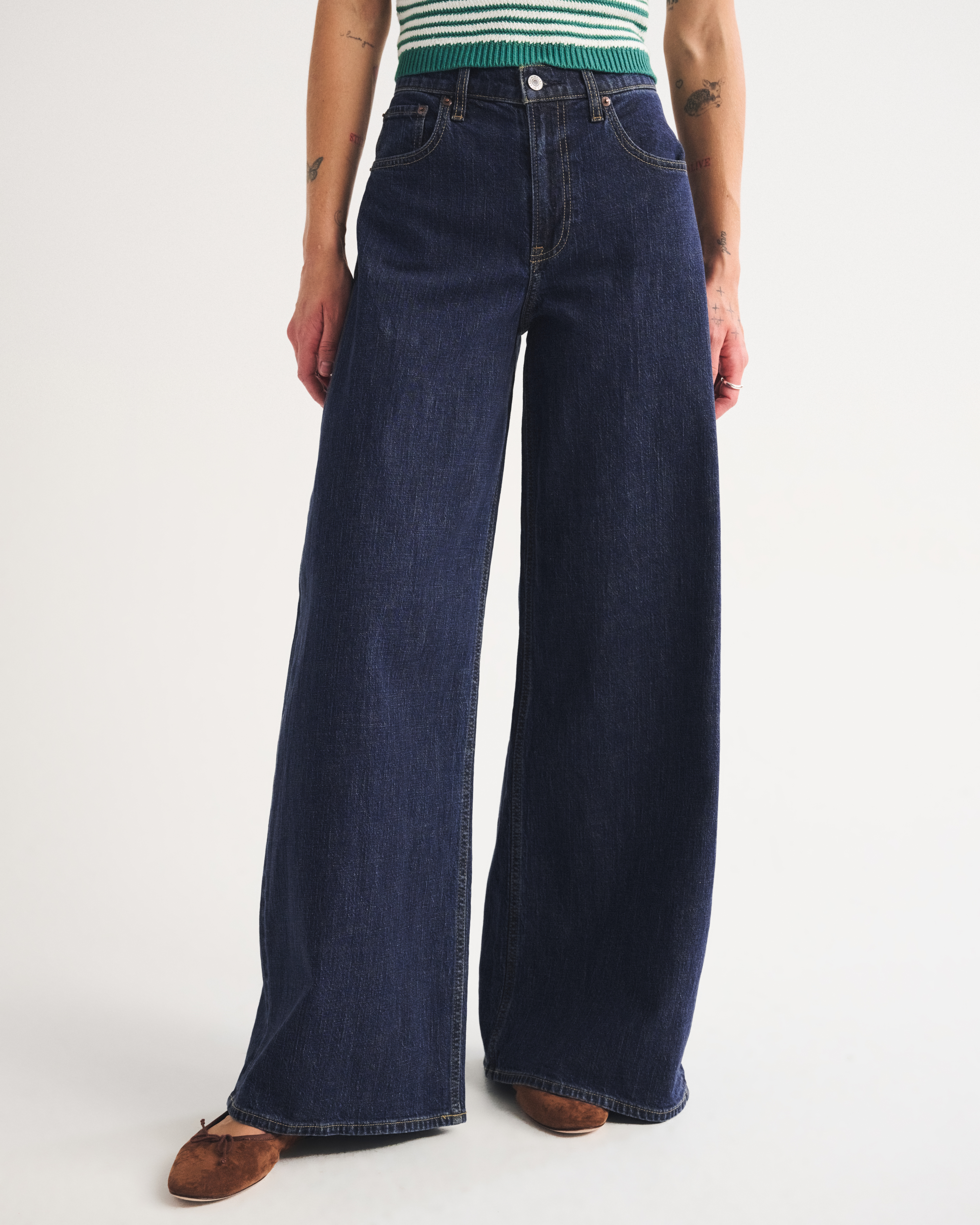 Женские джинсы Abercrombie & Fitch Linen-Blend High Rise Ultra Wide Leg Jean — фото 3