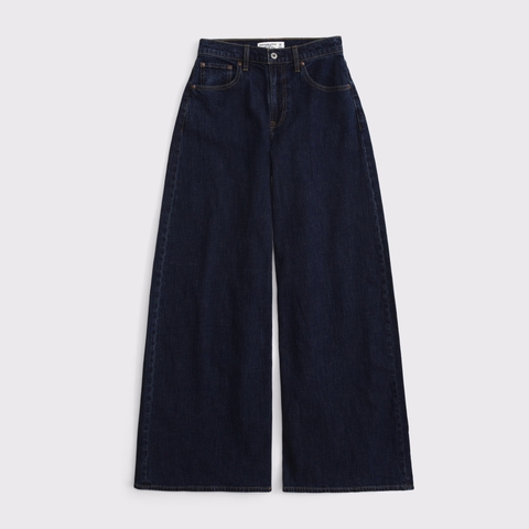 Женские джинсы Abercrombie & Fitch Linen-Blend Curve Love High Rise Ultra Wide Leg Jean