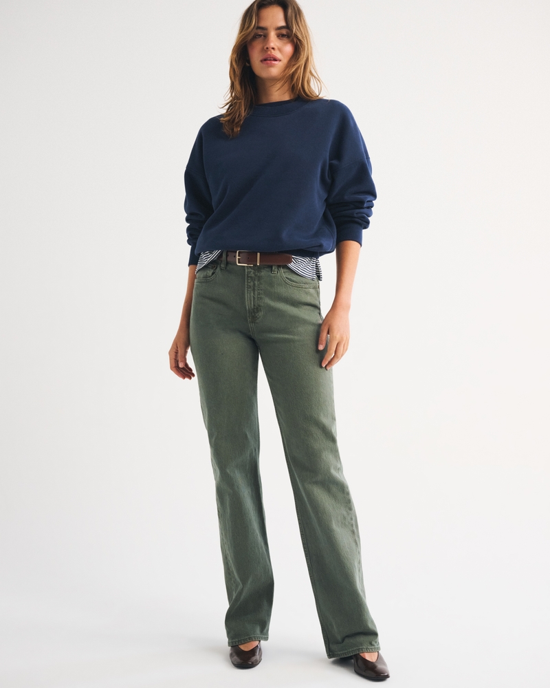 High Rise 90s Relaxed Jean - olive by Abercrombie & Fitch
