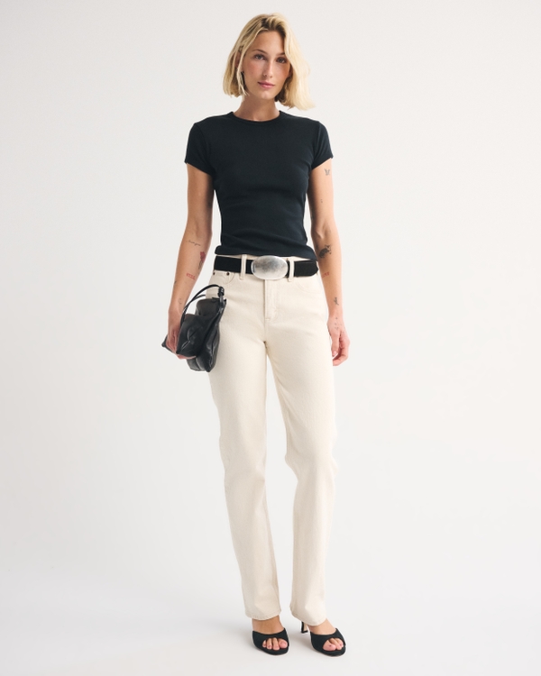 High Rise 90s Straight Jean, Ecru view 1
