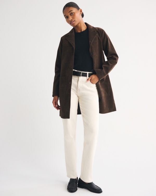 Curve Love High Rise 90s Straight Jean, Ecru view 1