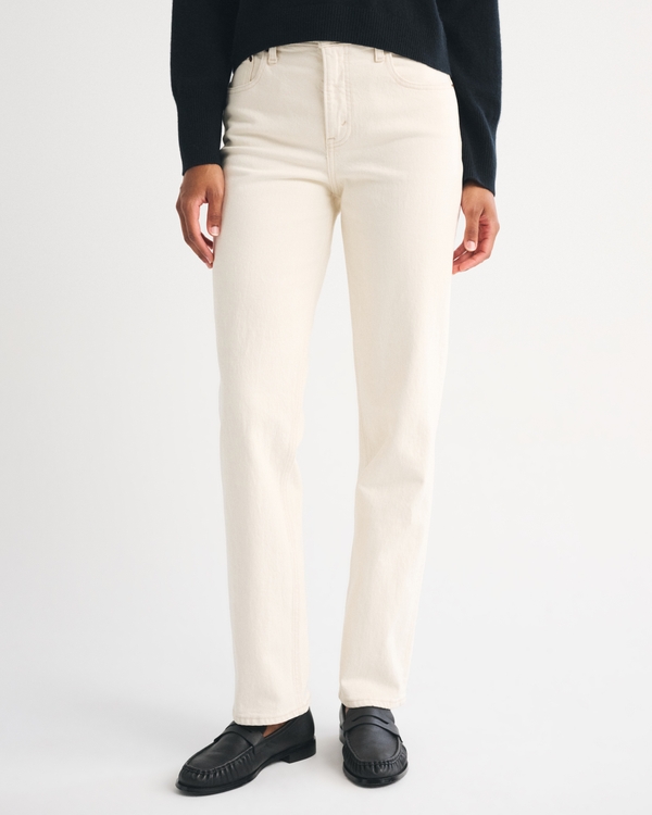 Curve Love High Rise 90s Straight Jean, Ecru view 2